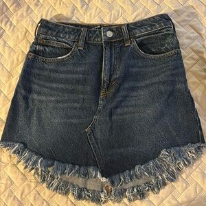 Free People jean frayed skirt